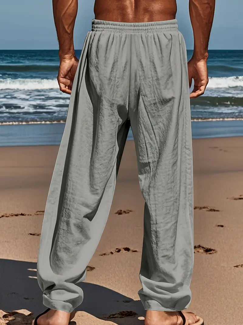 Graue leichte Herrenhose, casual & stylisch. Ideale Freizeithose für den Sommer, locker geschnitten.