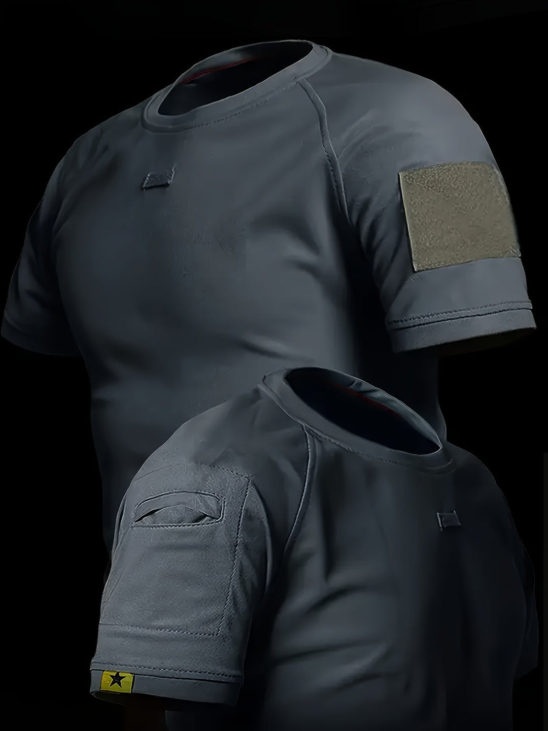 Robustes Herren Einsatzshirt, kurzarm, taktisch, mit Schultertaschen. Ideal für Frühling & Sommer Outdoor-Aktivitäten.