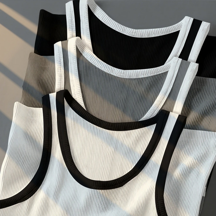 Leichtes Herren Tanktop Set, perfekt für heiße Sommertage & Outdoor-Sport. Atmungsaktives Muskelshirt.