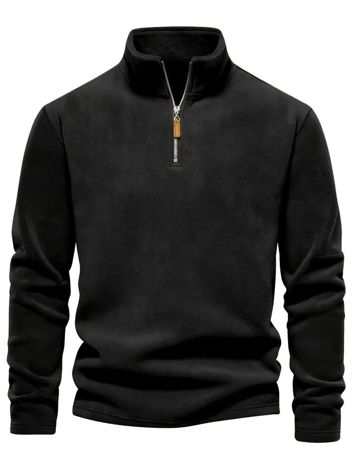 Stylischer Herren Half-Zip Pullover mit Stehkragen. Moderne Freizeitmode, Langarm-Sweater für kalte Tage.