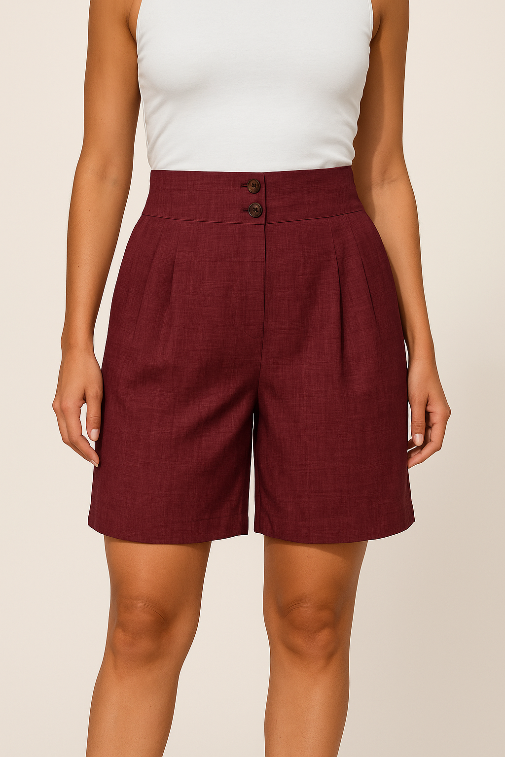 Graue Damen Shorts mit hohem Bund & weitem Bein. Ideal für warme Tage, Freizeit & lässige Sommer-Looks.