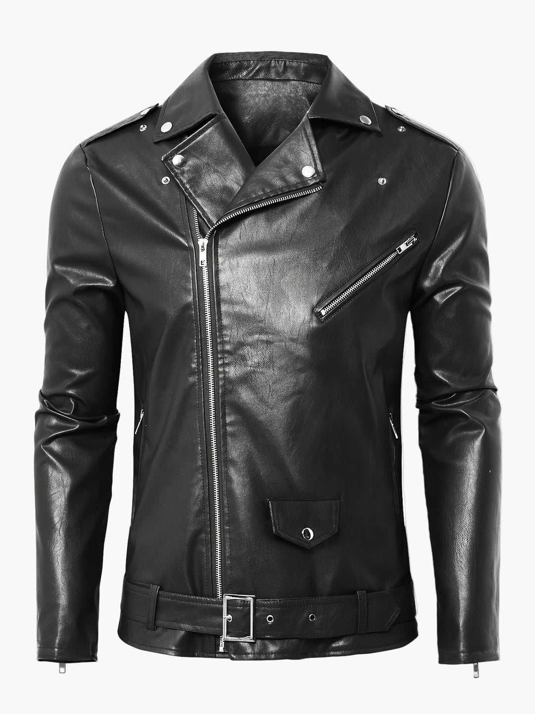 Schwarze Herren SlimFit Bikerjacke im Vintage-Stil, stylische Motorradjacke & Freizeitjacke für Männer.