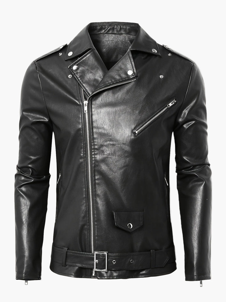 Schwarze Herren SlimFit Bikerjacke im Vintage-Stil, stylische Motorradjacke & Freizeitjacke für Männer.