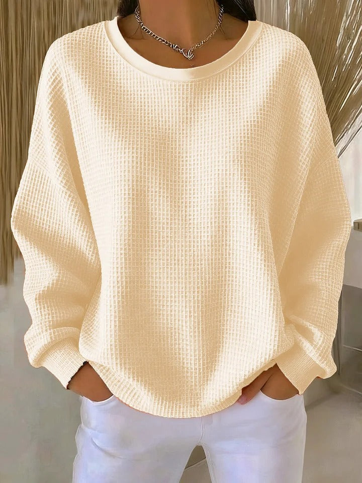 Komfortables Damen Oberteil, texturiertes Sweatshirt-Design, für stilvolle Freizeit.