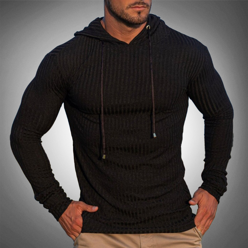 Herren Slim-Fit Kapuzenpullover in Dunkelgrau, modern und bequem, ideal für Freizeit und Alltag. Hochwertiger Hoodie.