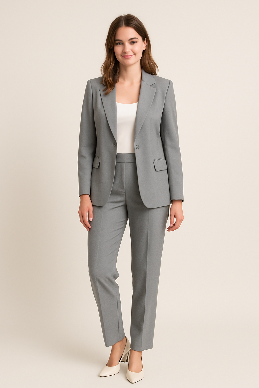 Bequemer Damen Zweiteiler mit Blazer und Hose, ideal für lange Bürotage oder festliche Abendveranstaltungen.