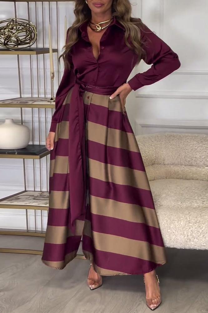 Figurumspielendes gestreiftes Damen Maxikleid, elegant und bequem für jeden Anlass. Perfektes modisches Freizeitkleid.