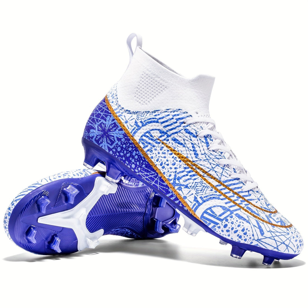 Hochwertige Unisex Stollenschuhe, weiß-blau, für Fußball, gewährleisten besten Komfort & Haltbarkeit.