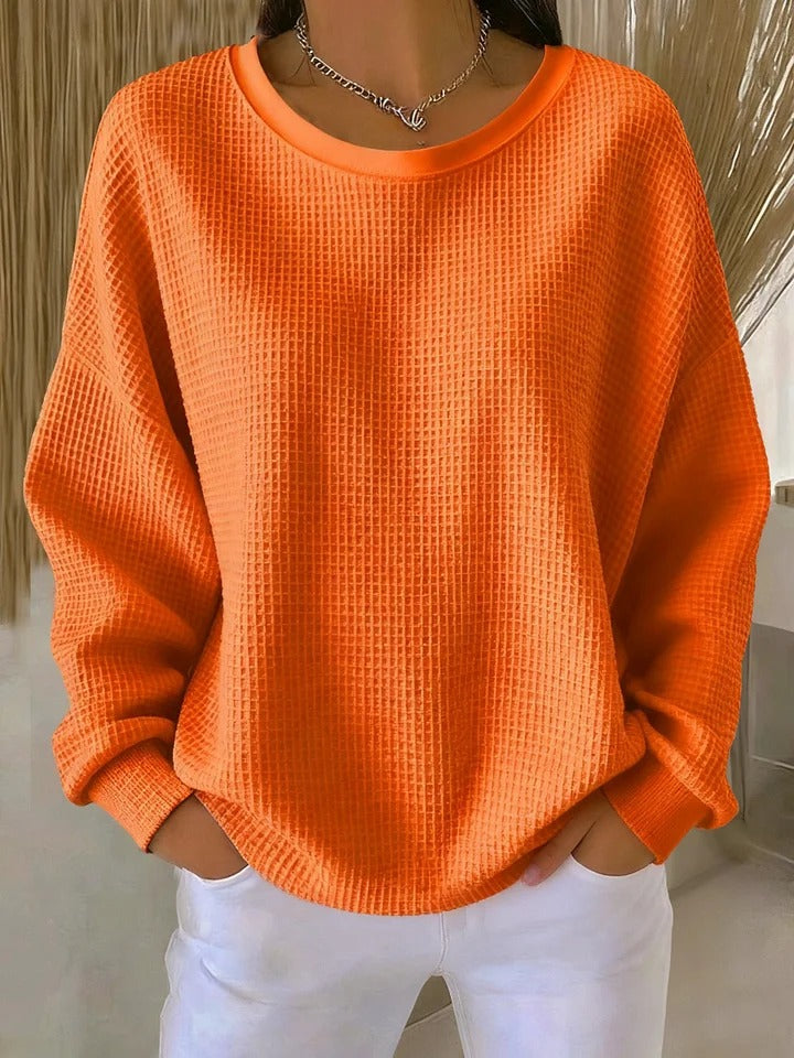 Damen Blusen-Sweatshirt, texturiert, elegant und bequem für Büro oder Freizeit.