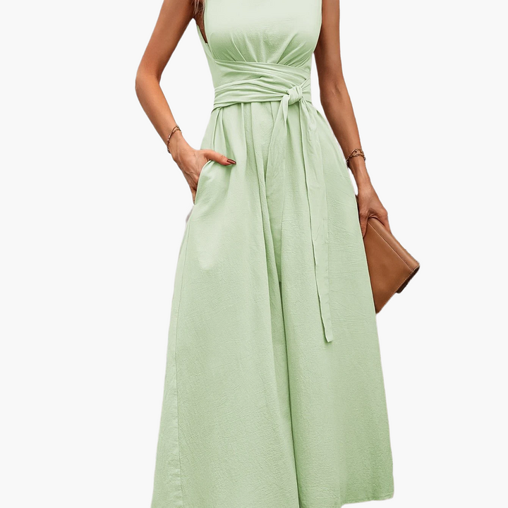 Damen Jumpsuit ärmellos, elegant und bequem, mit weitem Bein für Freizeit und urbane Looks.