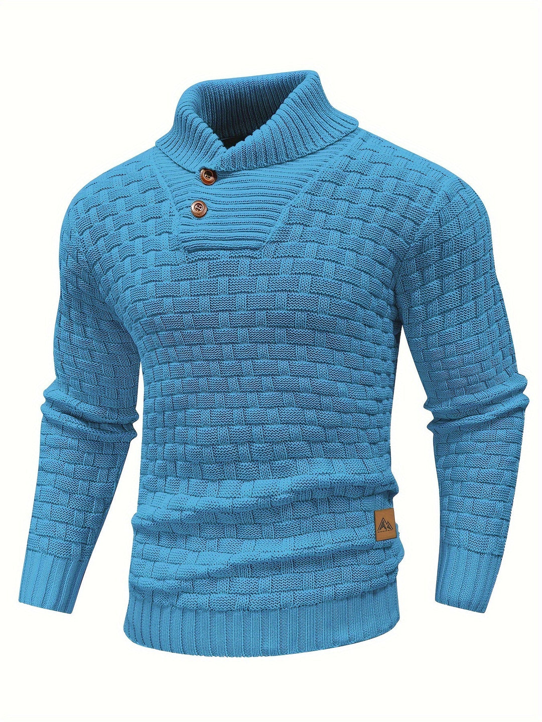 Moderner Herren Pullover mit Waffelstruktur und Schalkragen; perfekt für stilvolle Freizeit.