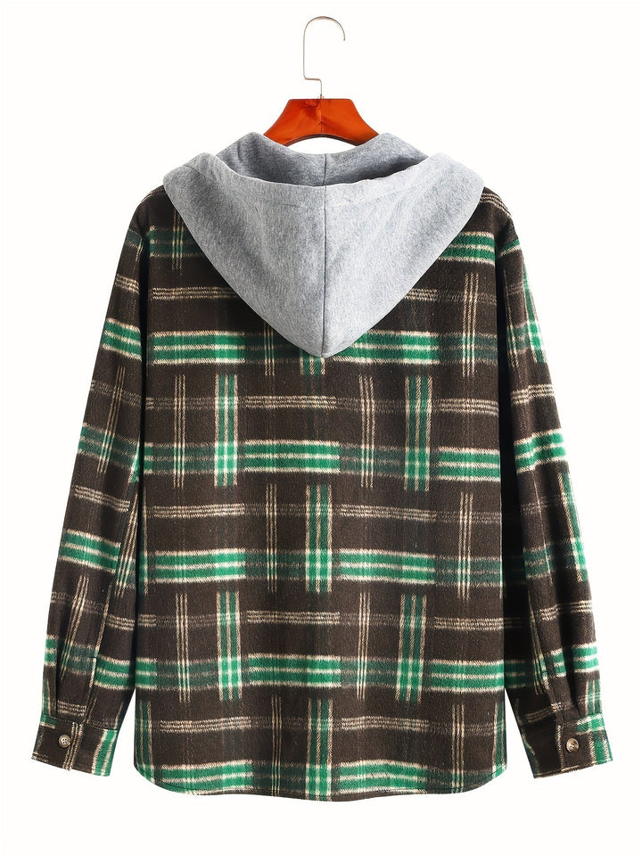 Bequeme karierte Herren Kapuzen-Hemdjacke. Vielseitig für Outdoor-Aktivitäten und entspannte Freizeit-Outfits.