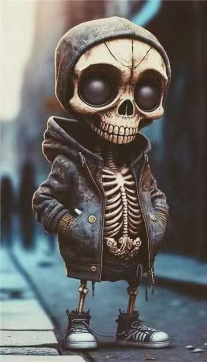 Coole & moderne Halloween Skelett-Dekoration. Unisex Kunstharz Sammlerfigur als stilvoller Blickfang für jede Party.
