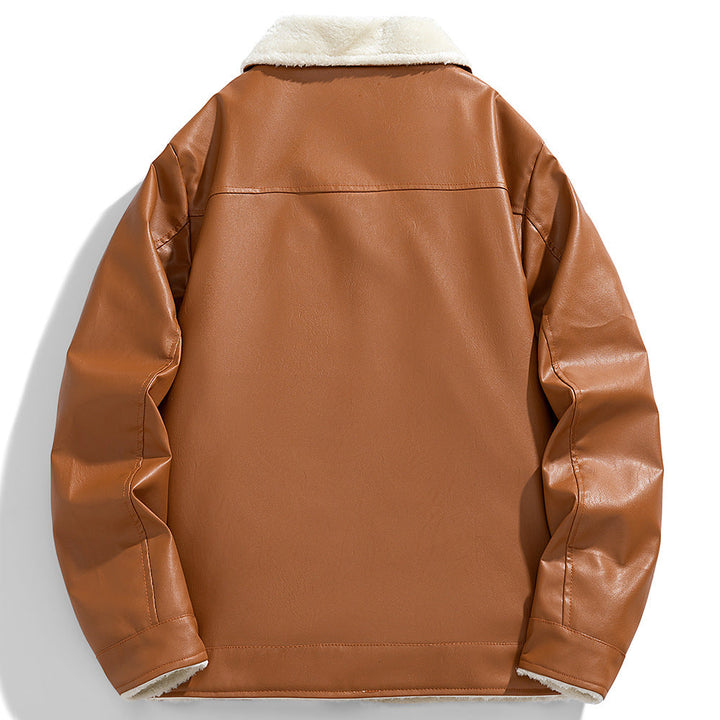 Eleganter schwarzer Herren Wintermantel aus Leder. Klassische Oberbekleidung für Männer mit stilvoller Passform.