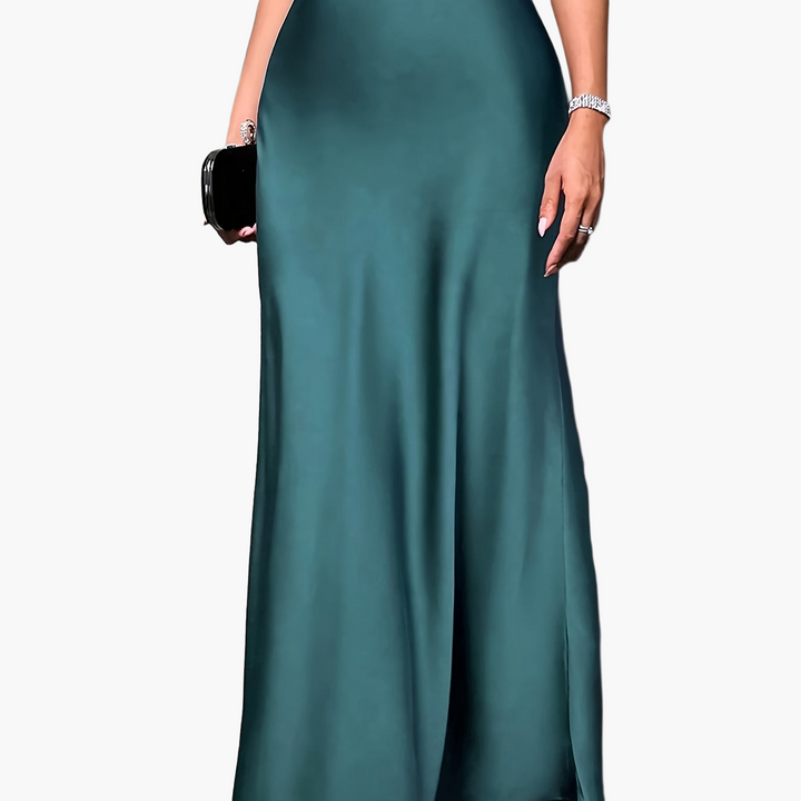 Zeitloser Damen Maxirock in glänzendem Satin-Look, perfekt für einen stilvollen Auftritt am Abend.
