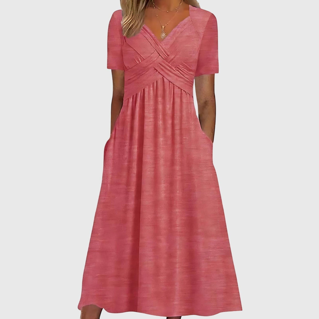 Modernes graues Damen Midi-Kleid, vielseitig für Freizeit & festlich. Slim Fit mit angenehmer Bauchkontrolle.