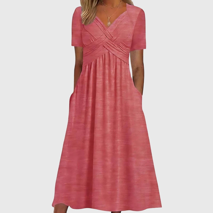 Modernes graues Damen Midi-Kleid, vielseitig für Freizeit & festlich. Slim Fit mit angenehmer Bauchkontrolle.