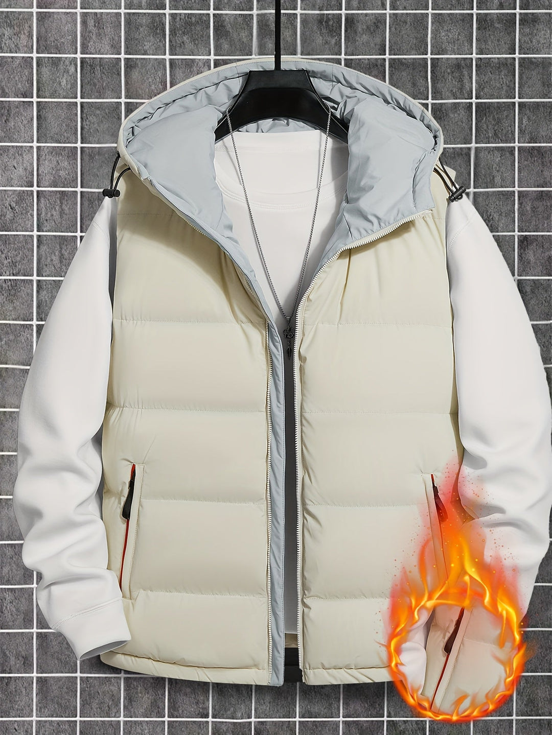 Bequeme Herren Steppweste mit Kapuze, ärmellos, gesteppt, für Wärme im Outdoor-Bereich.