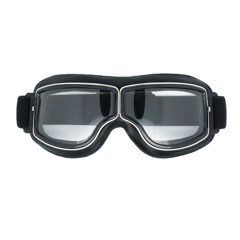 Stilvolle Vintage Pilotenbrille für Herren, Leder, UV-Schutz, Bikerausstattung.