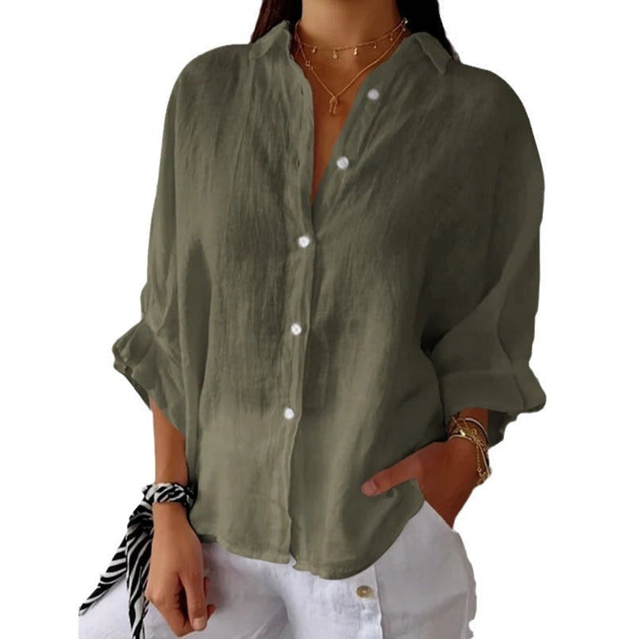 Lockere Damen Oversize Langarm Bluse, ideal für Freizeit, Urlaub oder Strandbekleidung.
