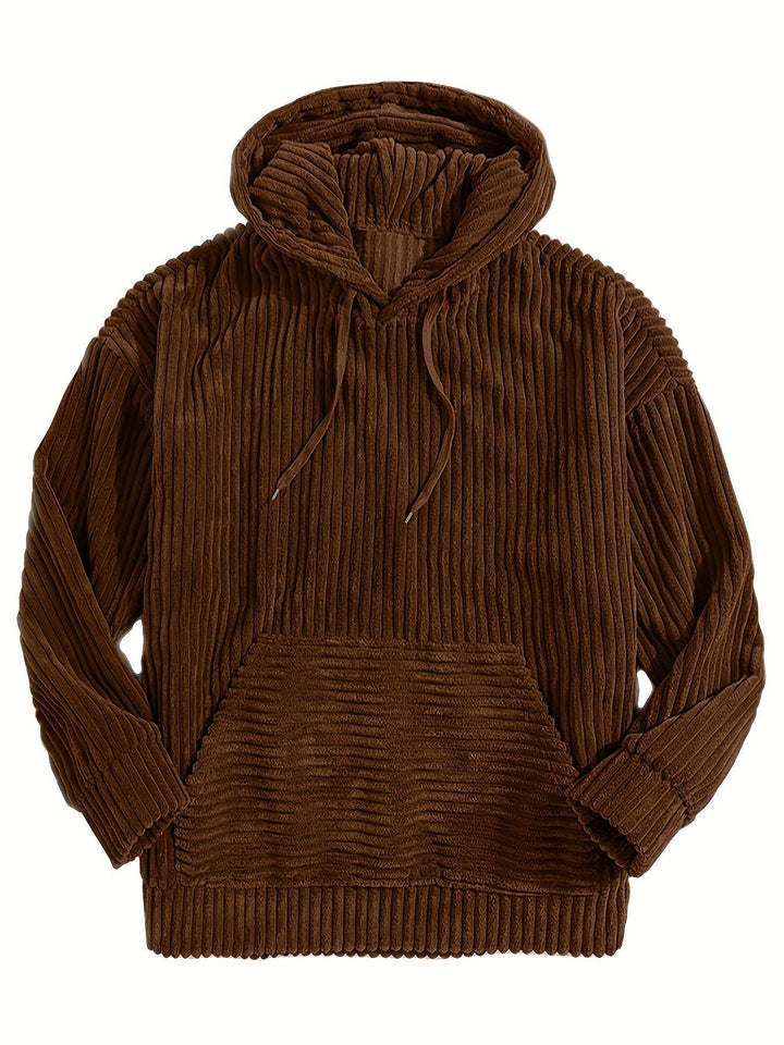 Warmer Rippstrick Kapuzenpullover für Herbst und Winter, unisex, mit bequemer Passform und Kängurutasche.