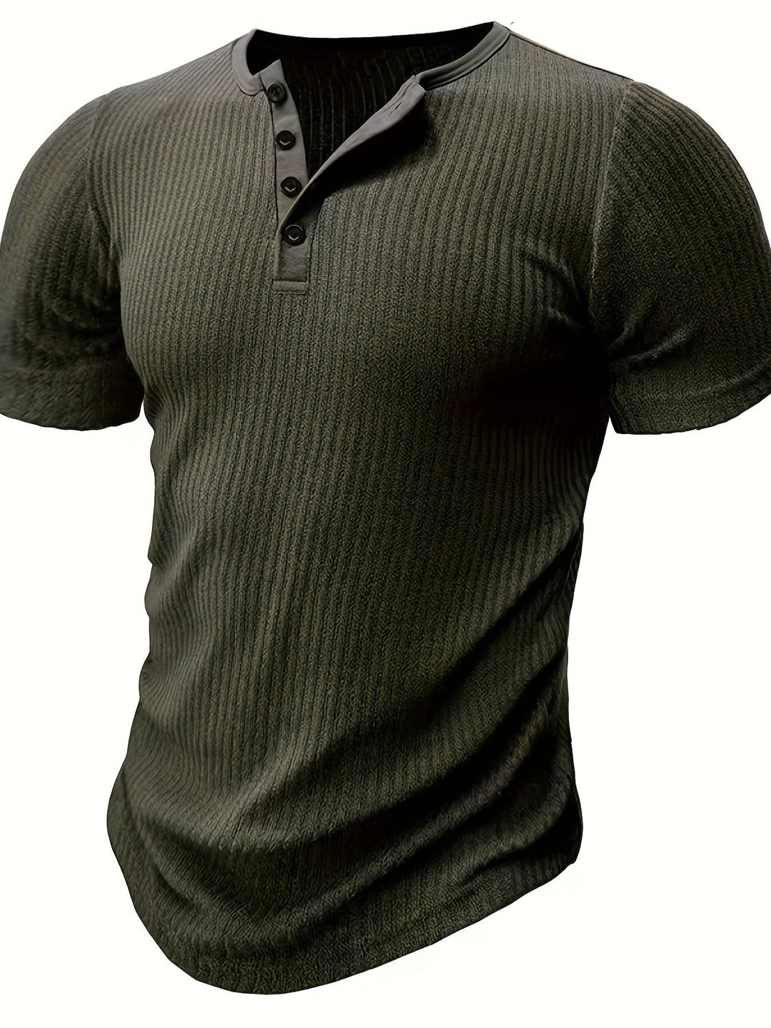 Bequemes Herren Henley T-Shirt mit Kurzarm und Knopfleiste, ideal für Frühling und Sommer.