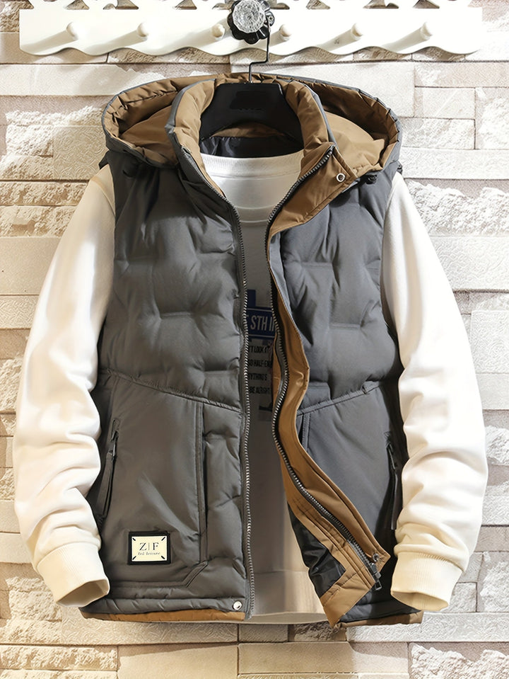 Herren Steppweste mit Kapuze, wattiert, ideal für Outdoor & Freizeit.