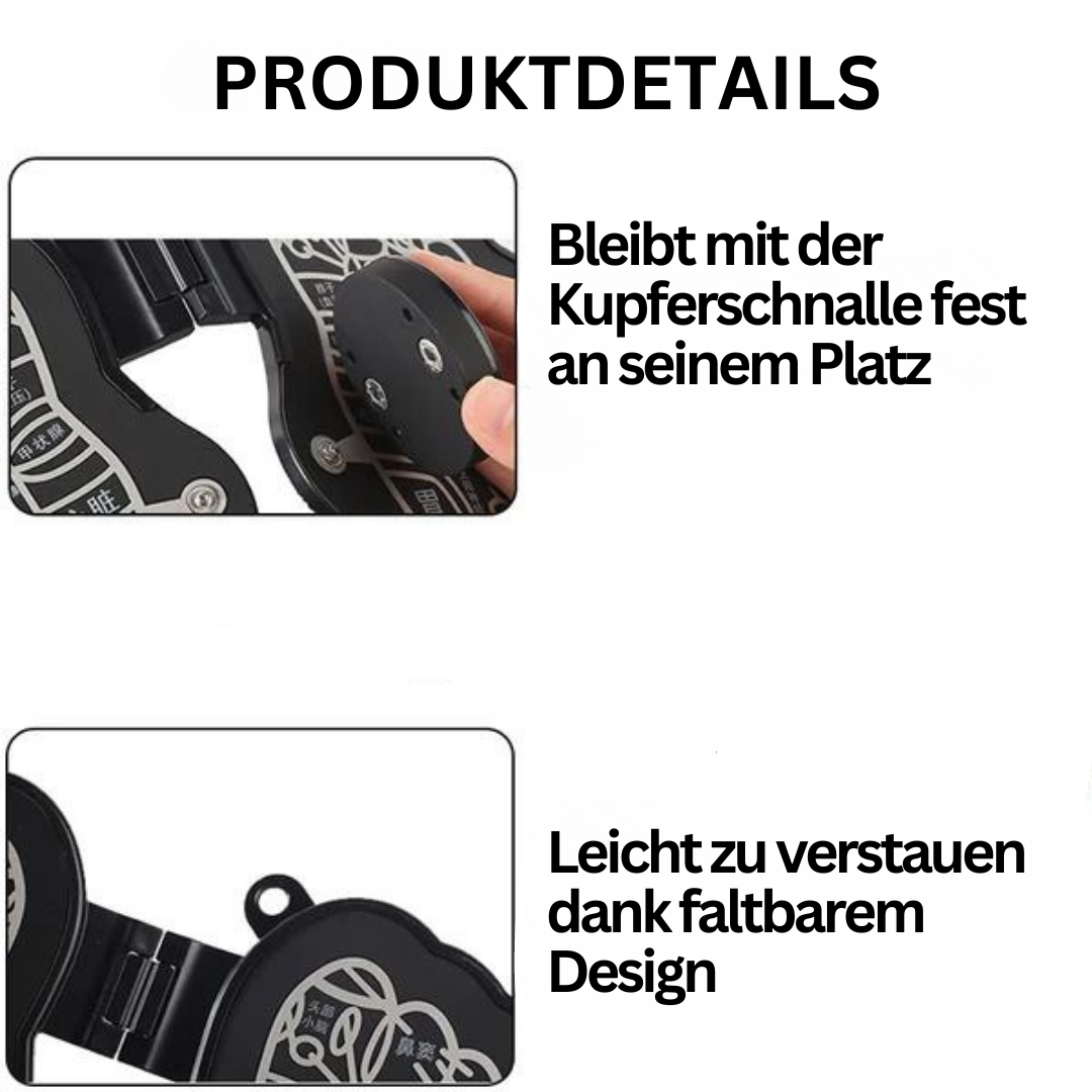 Praktische EMS Akupressur Fußmassagematte, ideal für unterwegs. Bietet sofortige Entspannung und lindert Fußmüdigkeit.
