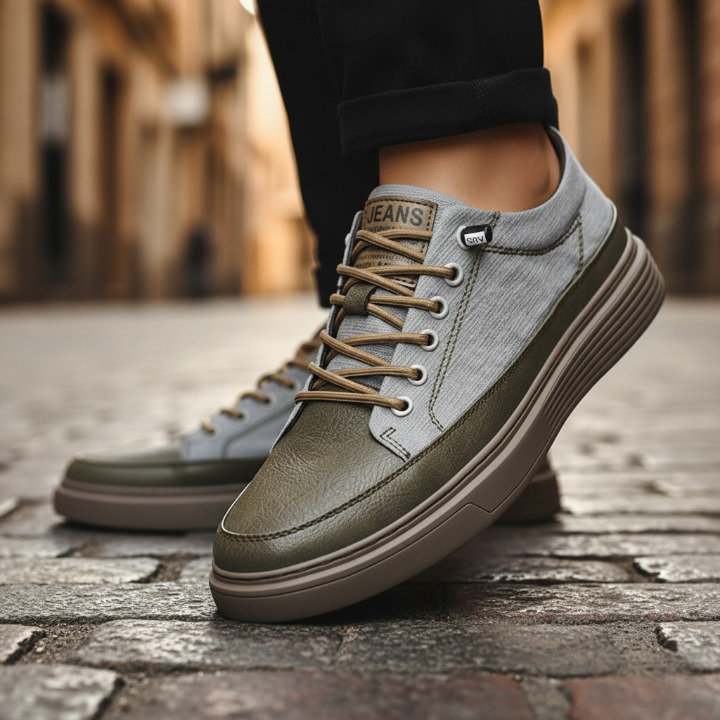Moderner Herren-Sneaker, stilvoll und rutschfest. Ideal als bequeme Alltags- und Freizeitschuhe für Herren.