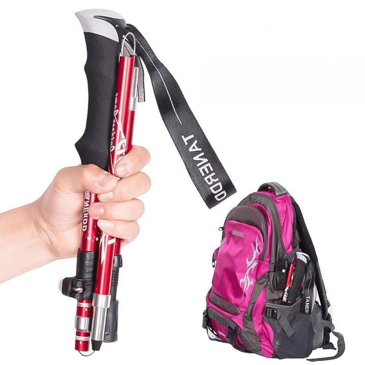 Leichte, ausziehbare Wanderstöcke aus robustem Aluminium, stabil und verstellbar für optimalen Halt beim Trekking.