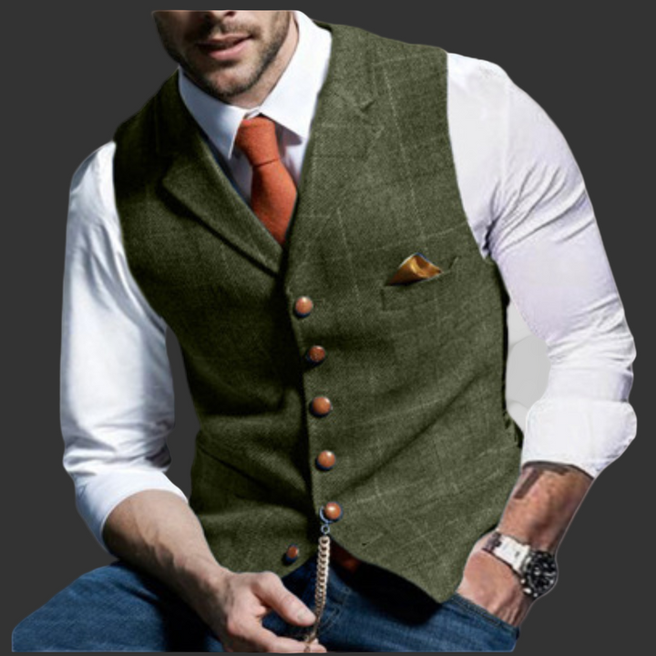 Elegante, taillierte Herren Anzugweste mit Reverskragen für einen stilvollen Business-Look. Perfekt für Männer.