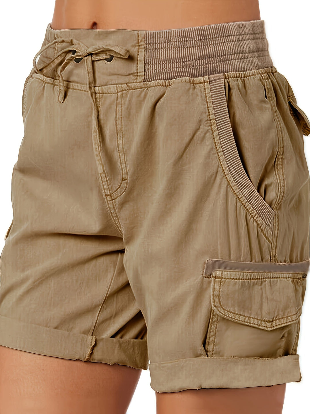 Lockere Damen Kurze Hose, Cargo Shorts mit elastischem Bund & Kordelzug, Komfort für Freizeit.