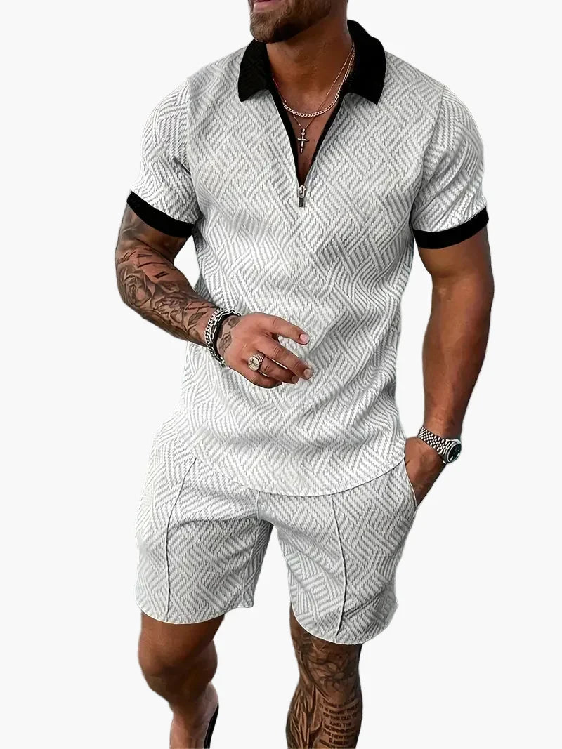 Herren Poloshirt & Shorts Kombi, bequemes Sommeroutfit für Freizeit & Urlaub, sportlich-modisch.