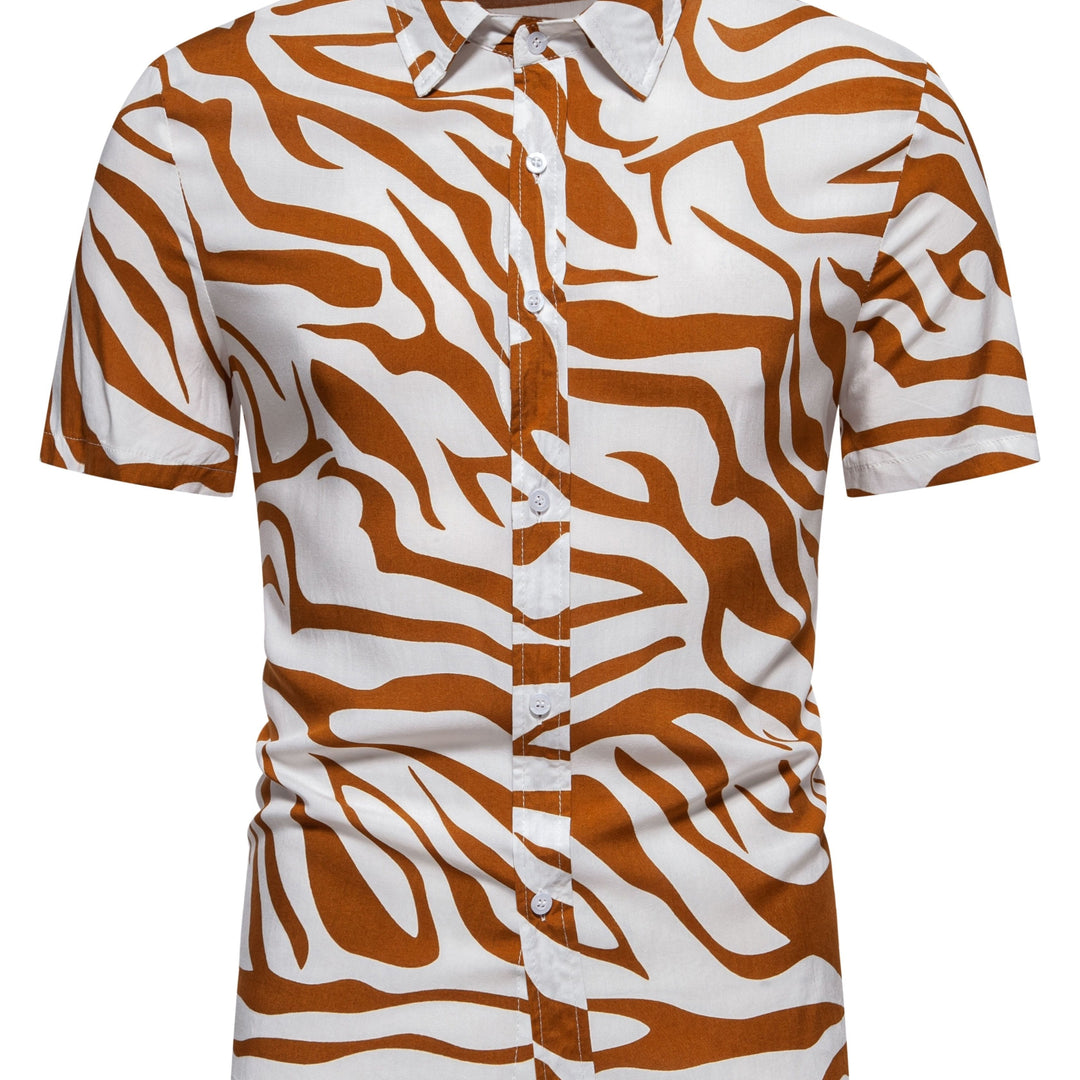Markantes Zebramuster auf diesem Herrenhemd Kurzarm. Ideal für den Sommer und einen individuellen Stil.