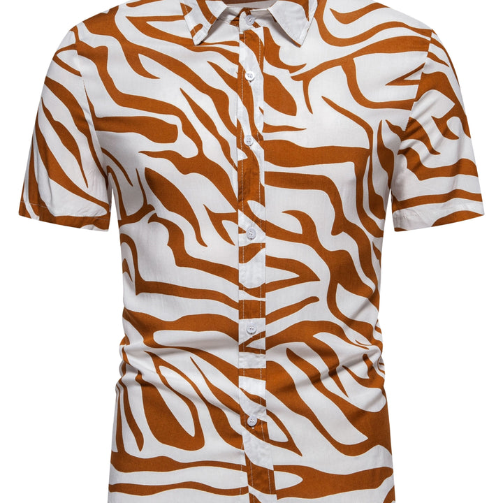 Markantes Zebramuster auf diesem Herrenhemd Kurzarm. Ideal für den Sommer und einen individuellen Stil.