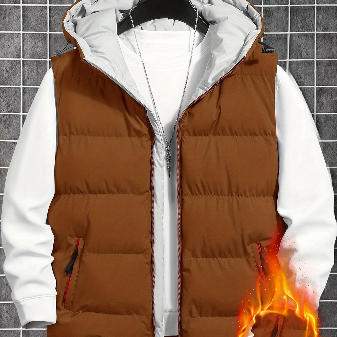 Herren Unisex Steppweste mit Kapuze, ärmellos, gesteppt, bietet Wärme, Komfort & Stil.