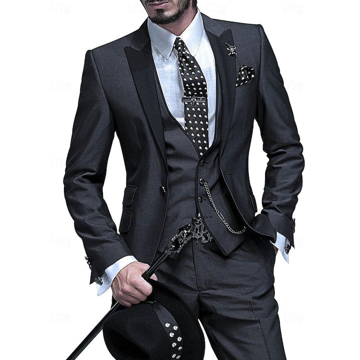 Hochzeitsanzug Herren Slim-Fit 3-teilig: Sakko, Weste, Hose. Perfekt für Gala, Abendmode & formelle Events.