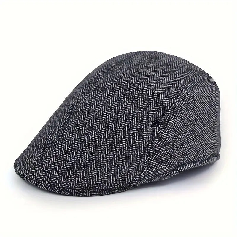 Herren Baskenmütze für Herbst & Winter. Klassische Kopfbedeckung aus weichem Stoffmix in Dunkelgrau.