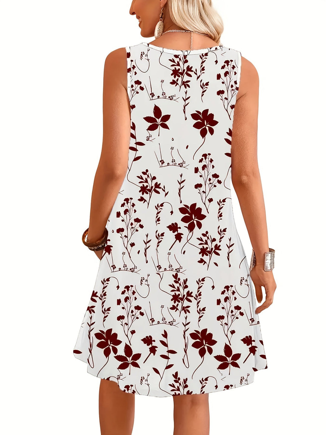 Damen Sommerkleid mit ärmellosem Design und ansprechendem Blumenmuster für Freizeitmode.