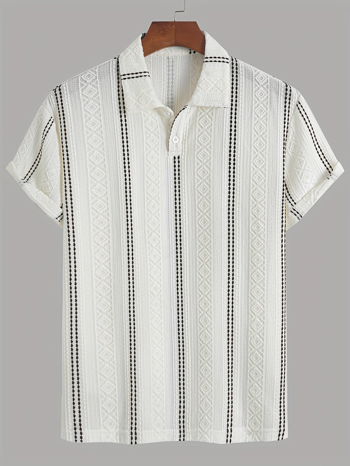 Vielseitiges Herren Sommer-Poloshirt mit Streifen-Design für smarte Freizeit-Outfits.
