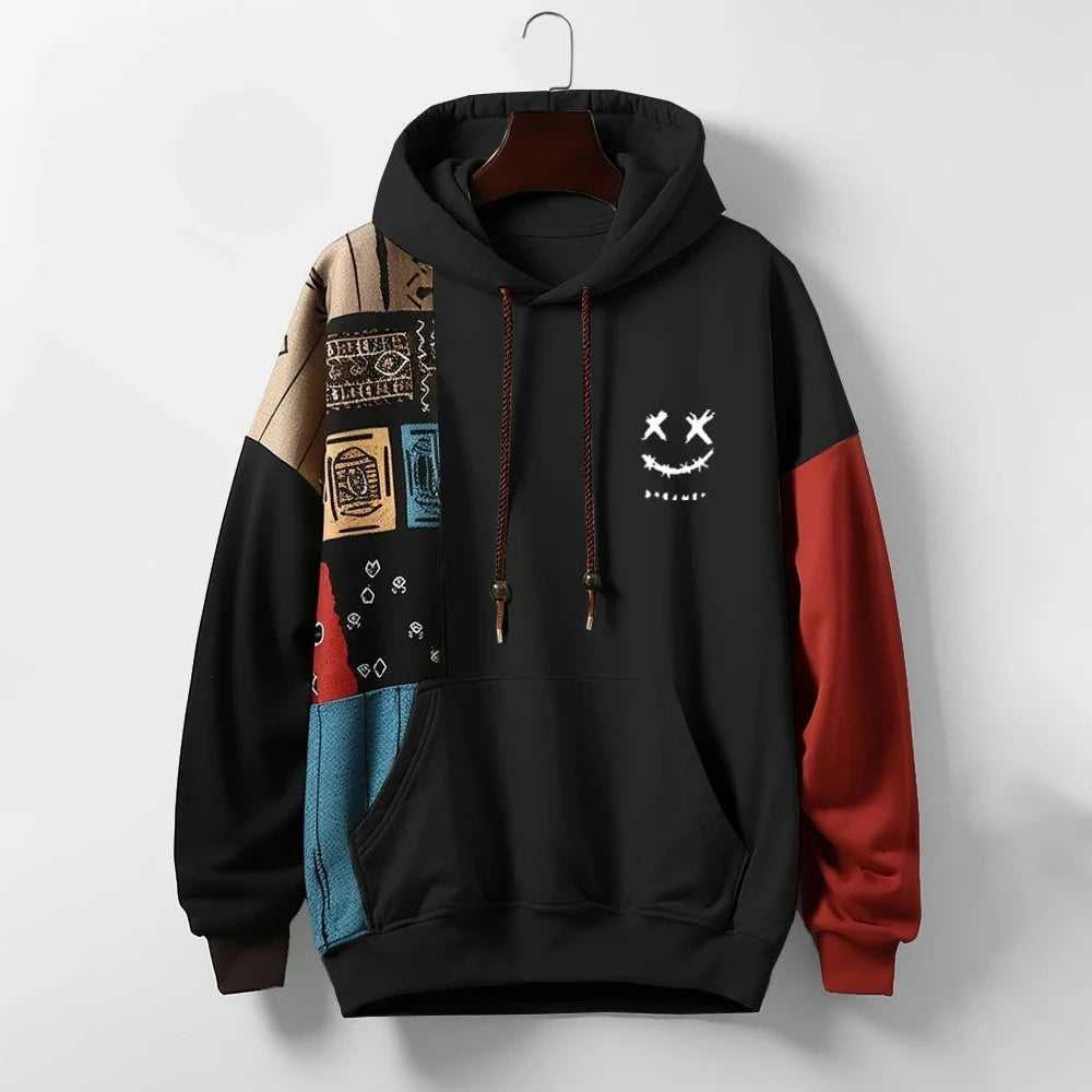 Bequemer Herren Sweatshirt Kapuzenpullover in Kontrastfarben, lockerer Schnitt, ideal für Sport & Freizeit.