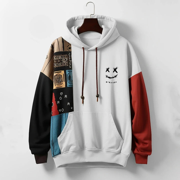 Moderner Herren Kapuzenpullover mit Farbblock-Design, stylisches Langarm-Oberteil für Alltag und Freizeit.