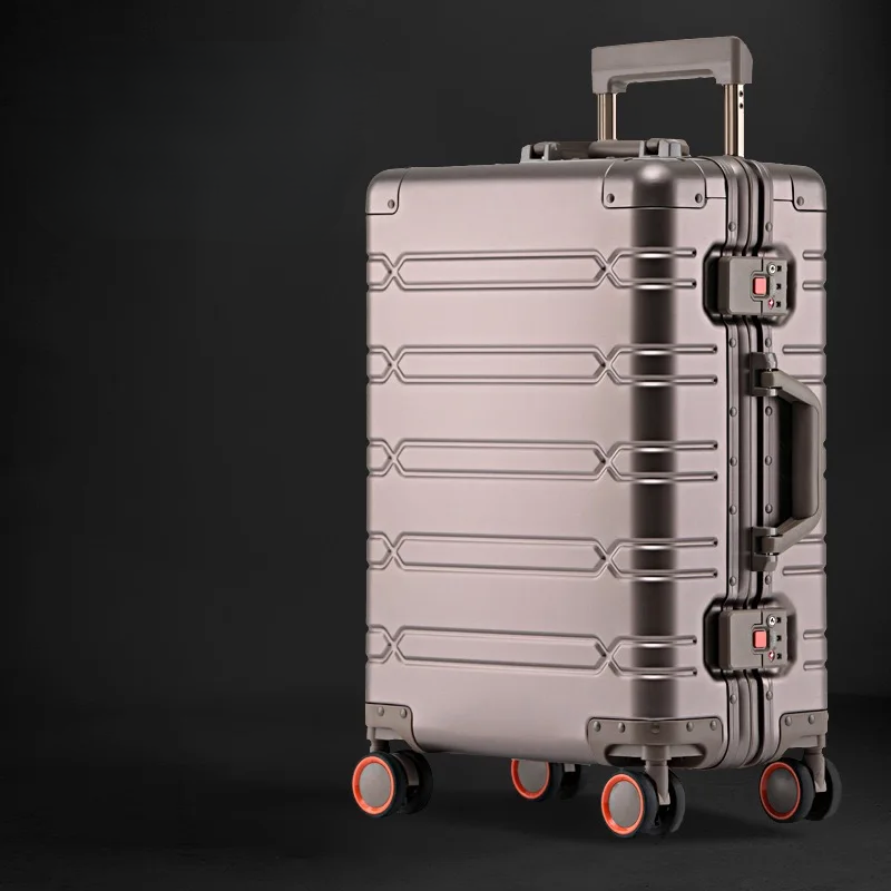 Eleganter Unisex Business Koffer aus Aluminium-Magnesium, silberfarben, mit robustem Hartschalen-Design.