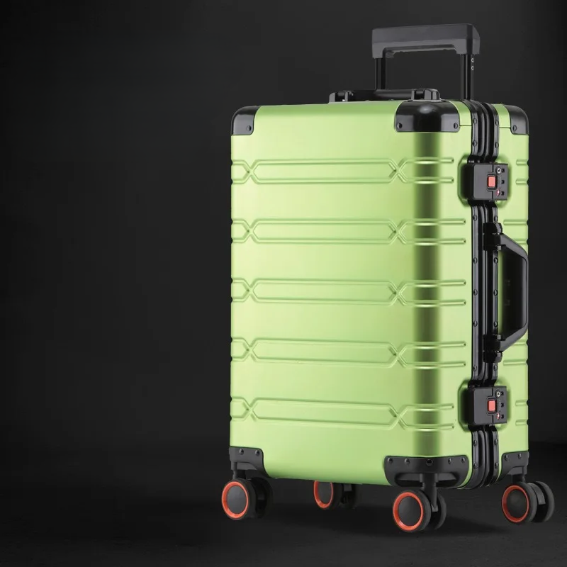 Robuster Aluminium-Magnesium Trolley mit TSA-Schloss und 360-Grad-Rollen, ideal für Handgepäck auf Reisen.