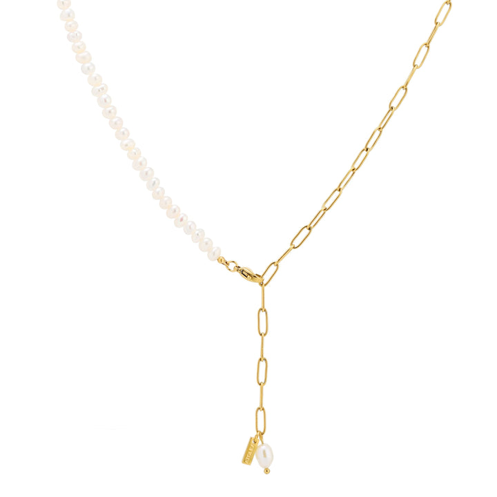 Modernes Damen Fußkettchen in Gold, wasserdicht, mit zwei Ketten und echten Süßwasserperlen für stilvolle Looks.