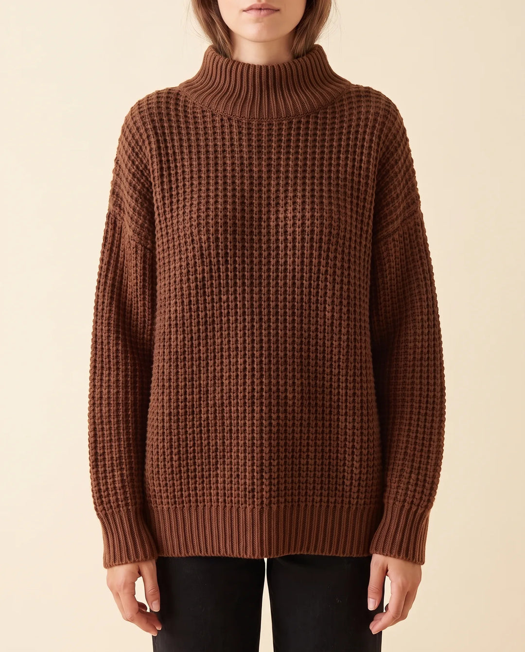 Warmer, kuscheliger Damen Rollkragenpullover in Oversized-Passform, perfekt für kalte Wintertage.