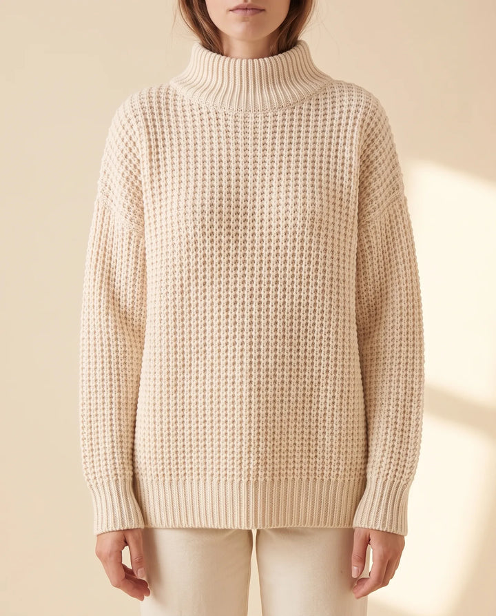 Hochwertiger Damen Oversized Rollkragenpullover, weich und langlebig für viele Winter.