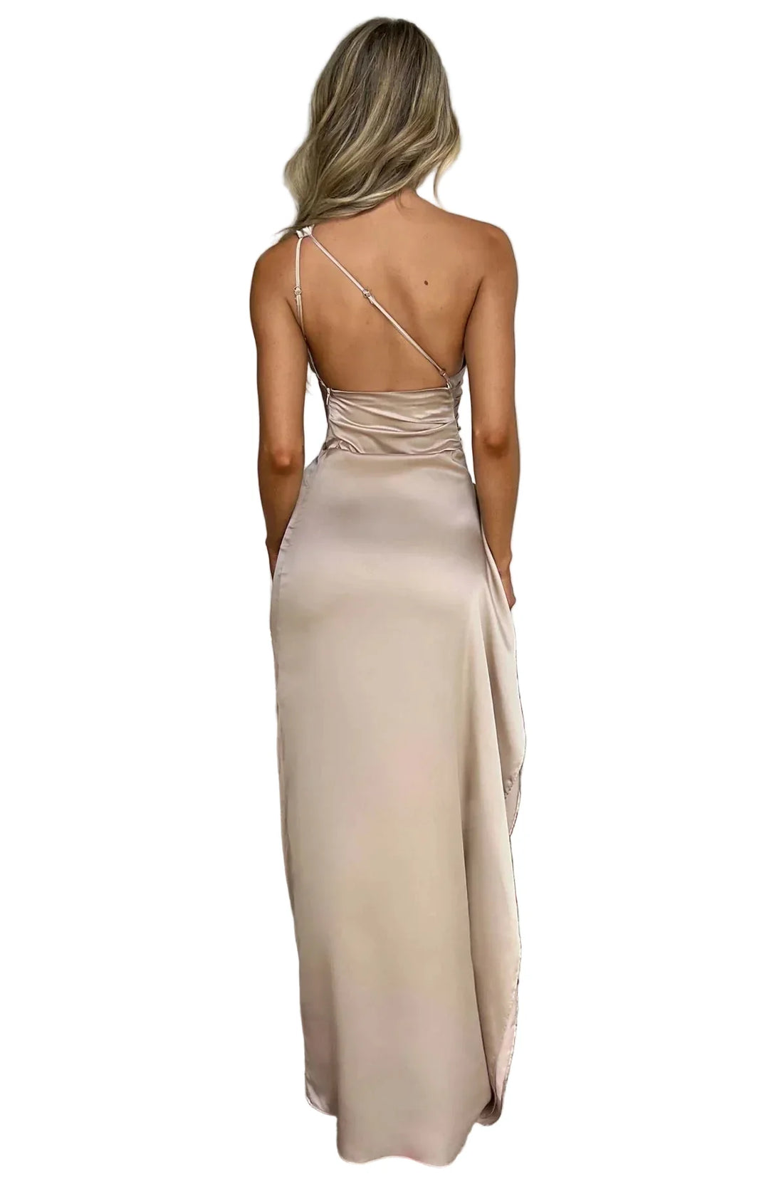 Elegantes Damen Abendkleid, plissiertes Design, schmeichelhafter Schnitt mit Schlitz & Schulter.