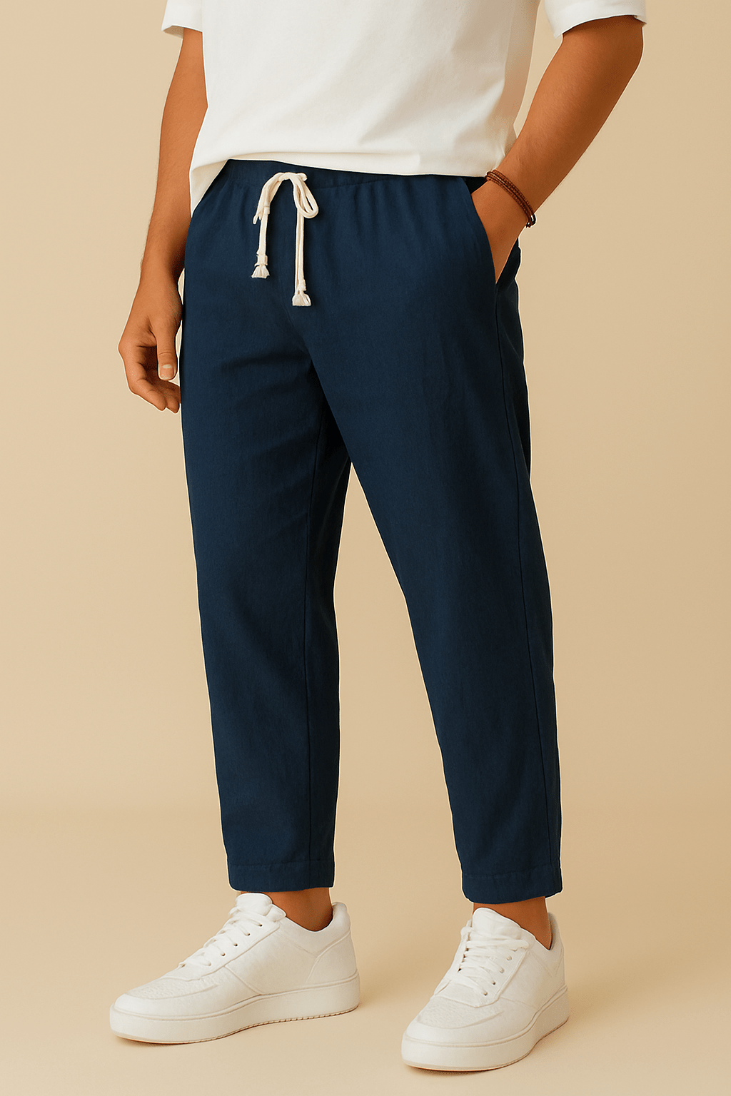 Bequeme, leichte Herren Sommerhose mit geradem Schnitt, ideal für warme Tage und entspannte Freizeit-Looks.