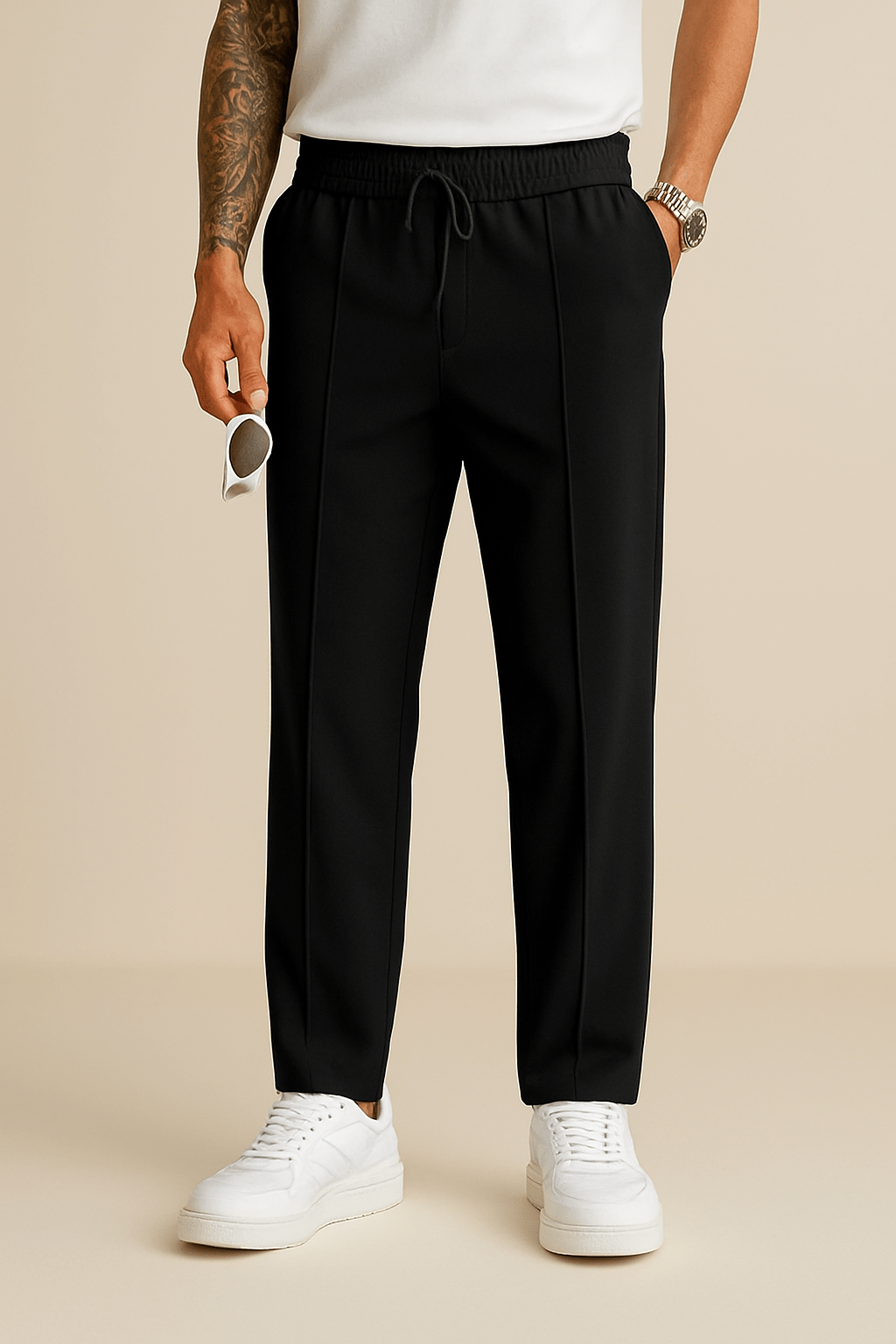 Weite Herrenhose in Grau mit modernem, elegantem Fall, ideal für Freizeit & Urban-Stil, auch in grossen Grössen.